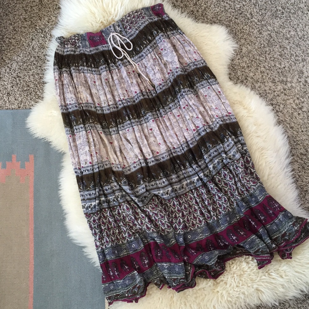 🌙 Vintage Indian Cotton Maxi Skirt Dress Free